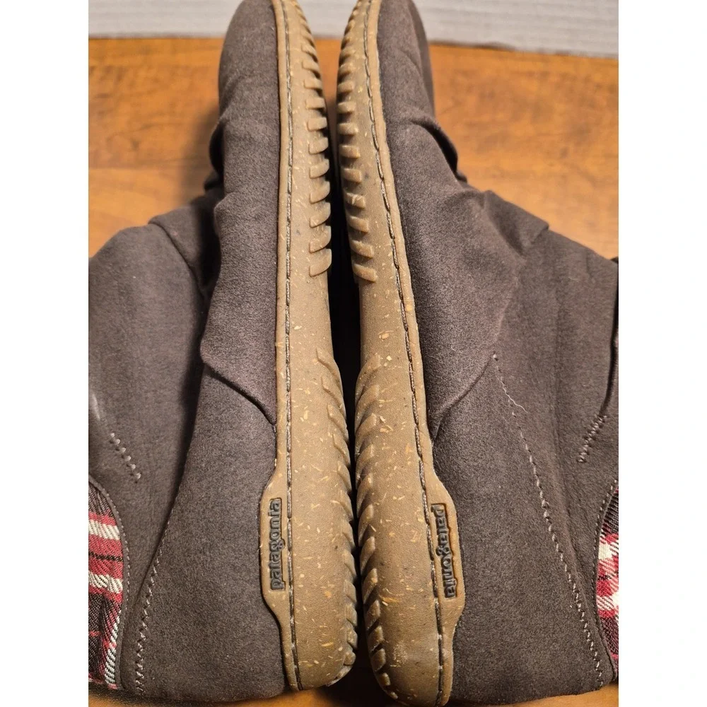 Patagonia Kula Plaid‎ Women's 10.5 Ankle Boots Suede Espresso Buckle Zip Rare